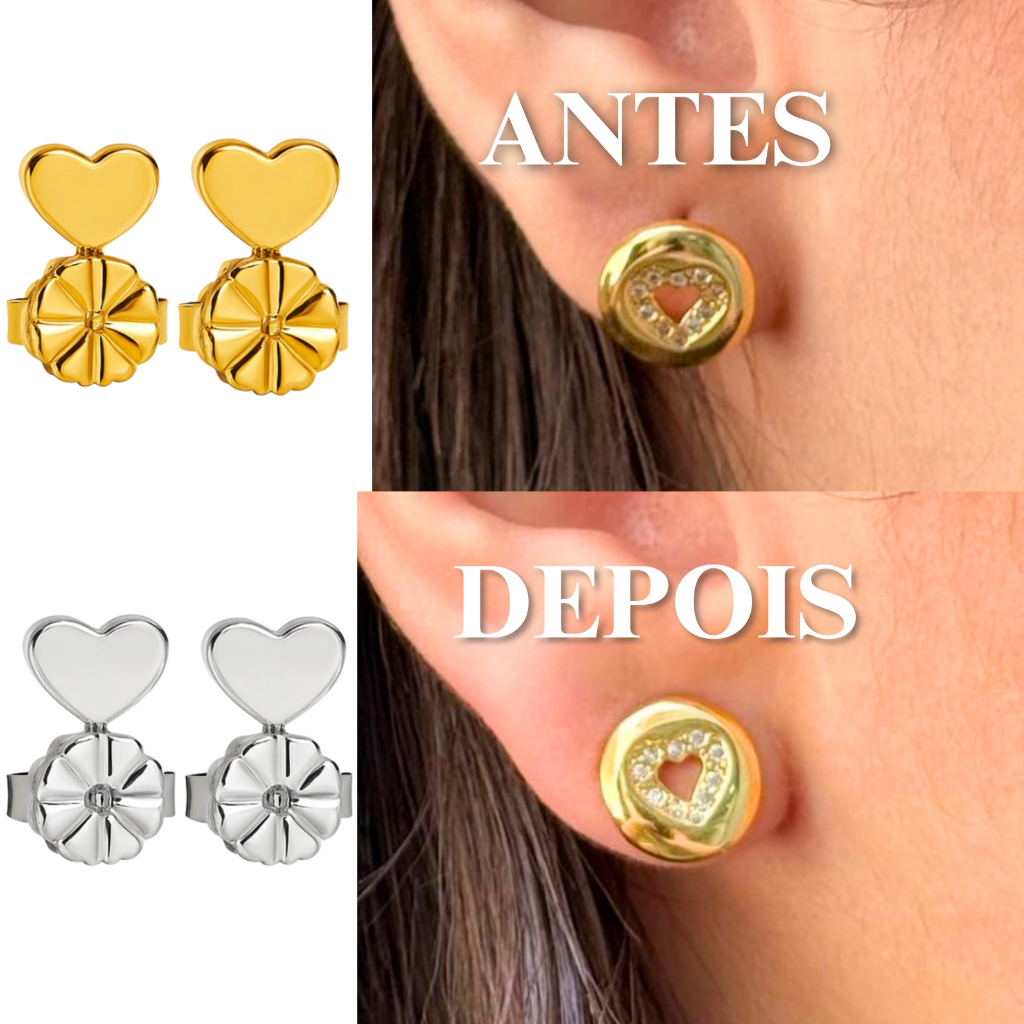 Tarraxas Mágicas de Sustentação p/ Orelha Rasgada Tarraxa Banhado a Ouro 18k Anti Alérgico