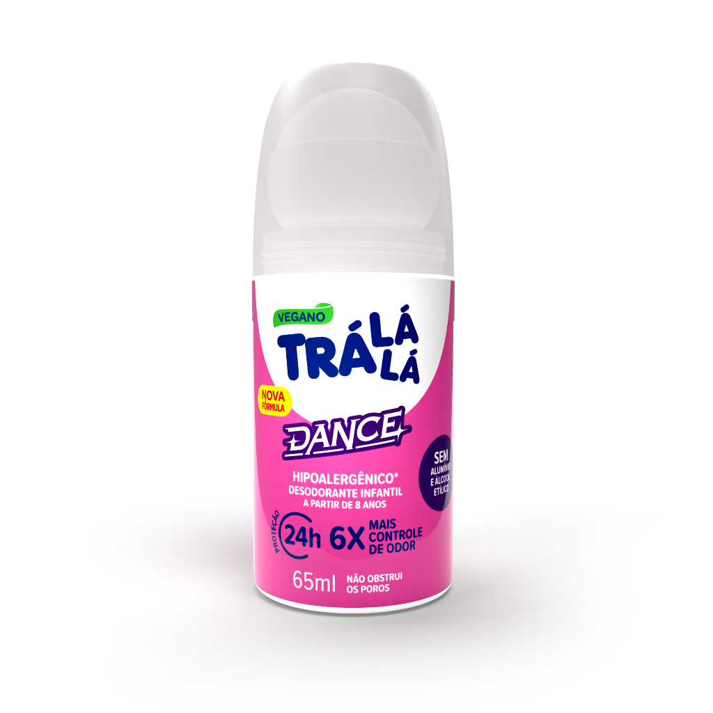 Desodorante Infantil Roll on Trá Lá Lá Kids Dance Sem Álcool e Sem Alumínio 65ml
