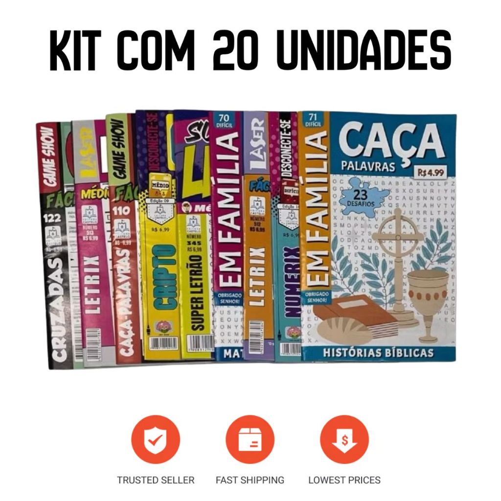 Passatempos- kit  com 20 Passatempos Incluindo cruzadas, caça palavra etc..