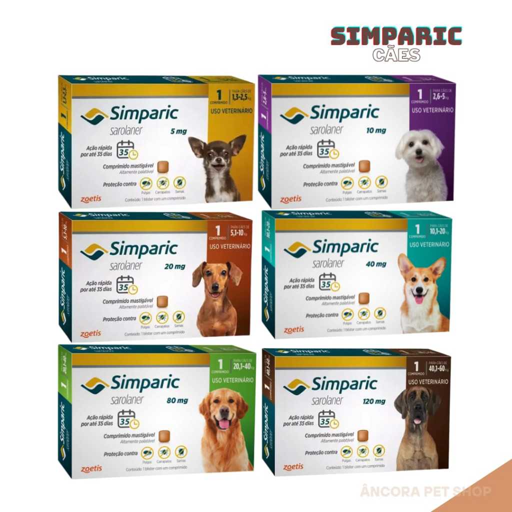 Antipulgas e Carrapatos Simparic Cães - 1 Comprimido