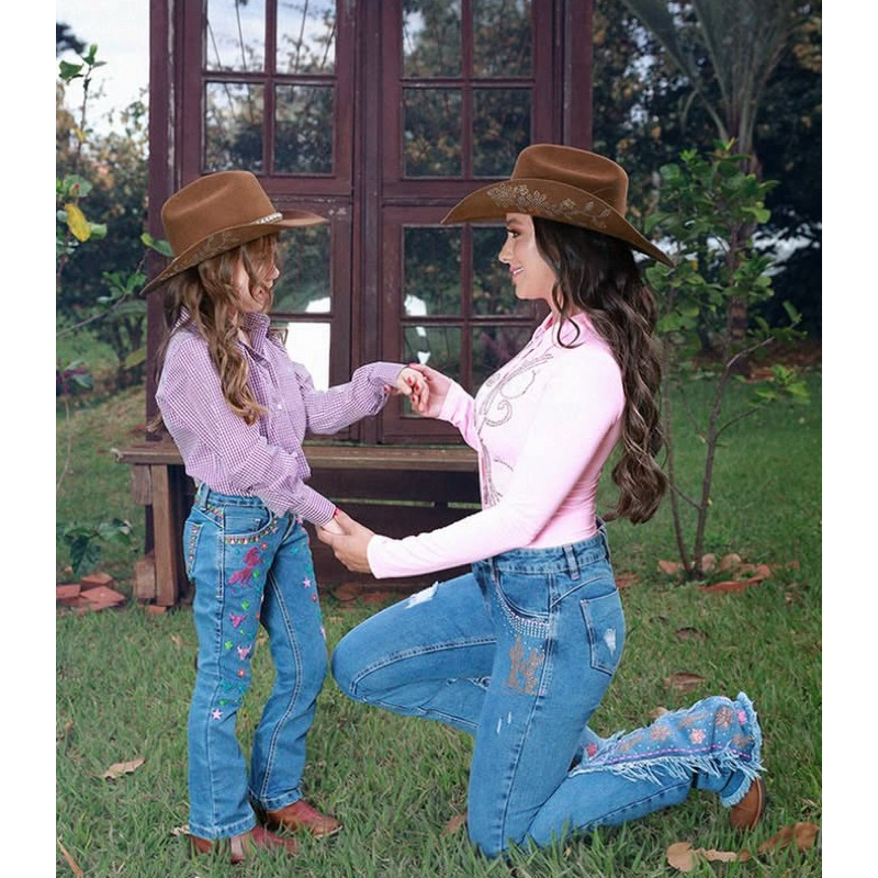Lindo KIT 2 CINTOS Mãe e Filha Country Rodeio Boiadeira Inspiração Ana Castela fivela em metal