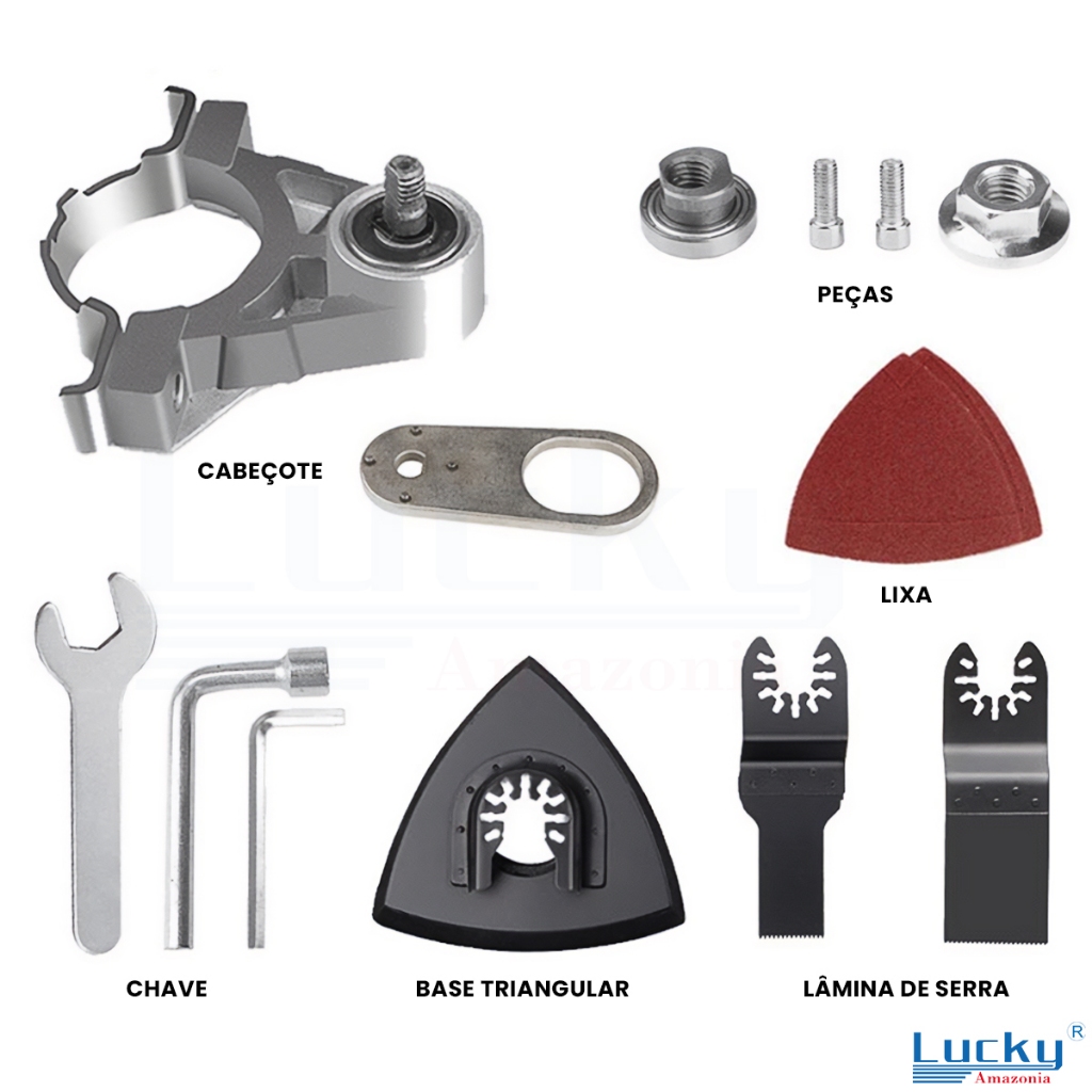 Kit Adaptador Esmerilhadeira Universal Multiuso Multifunção Oscilante Adaptador M10 Angular Lixa Corte