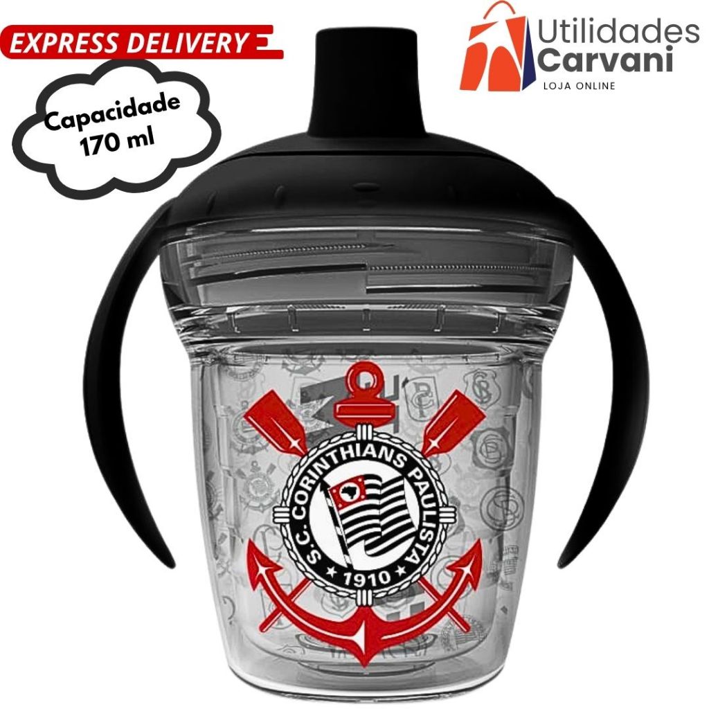 Copo de Transição com Alça – Linha ABCD Corinthians Vários Modelos | Ideal para Treinamento Infantil