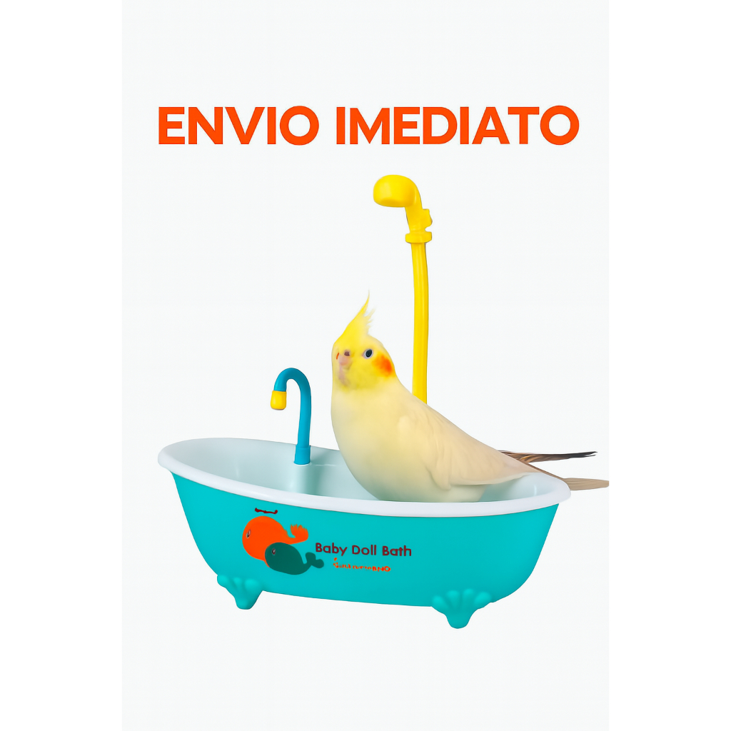 Banheira para Calopsita e Boneca com Chuveirinho – Ideal para Higiene e Diversão  Com Pilha