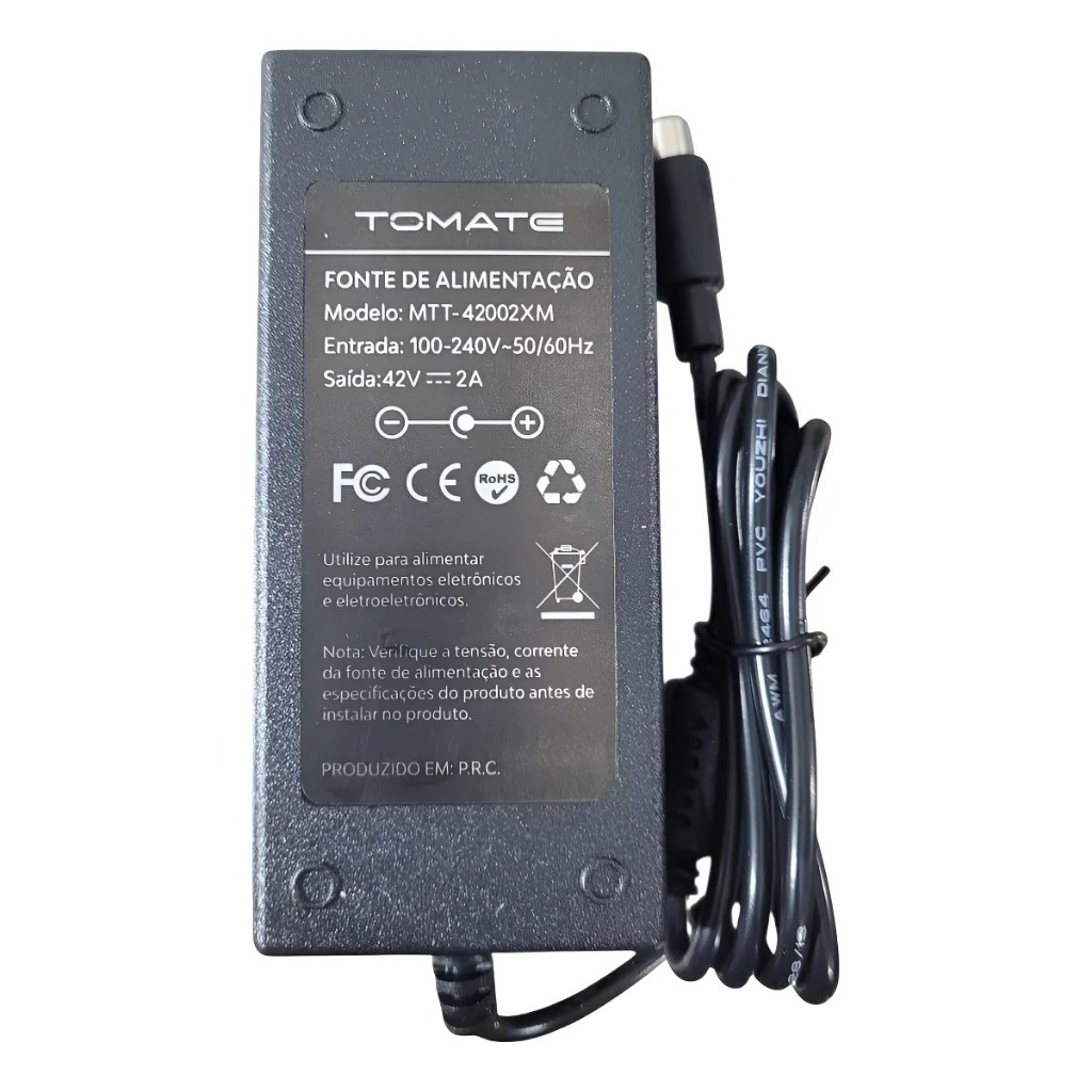 Fonte Carregador de Patinete Elétrico 42v 2a Plug 8mm Bivolt