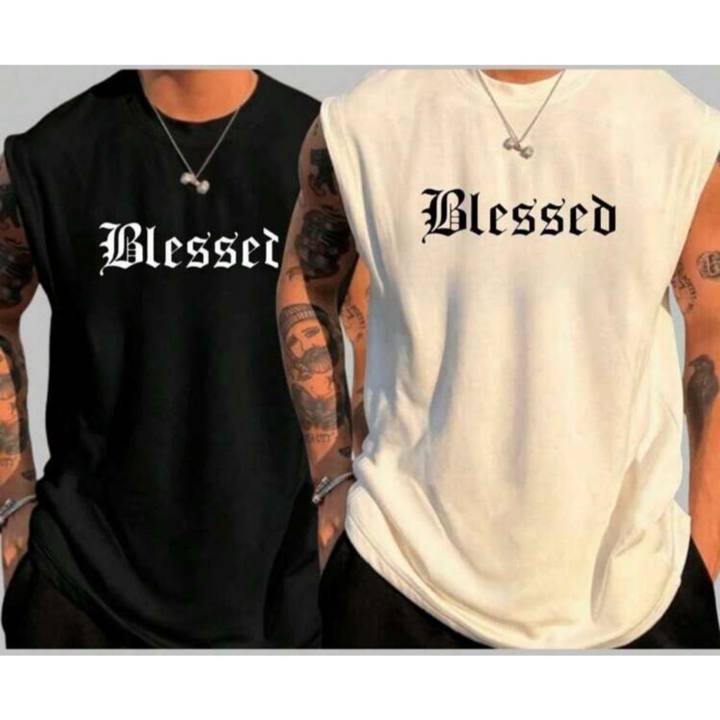 Kit 2 Regata Oversized Masculina Estilo Machão Verão Academia Estampado Blessed