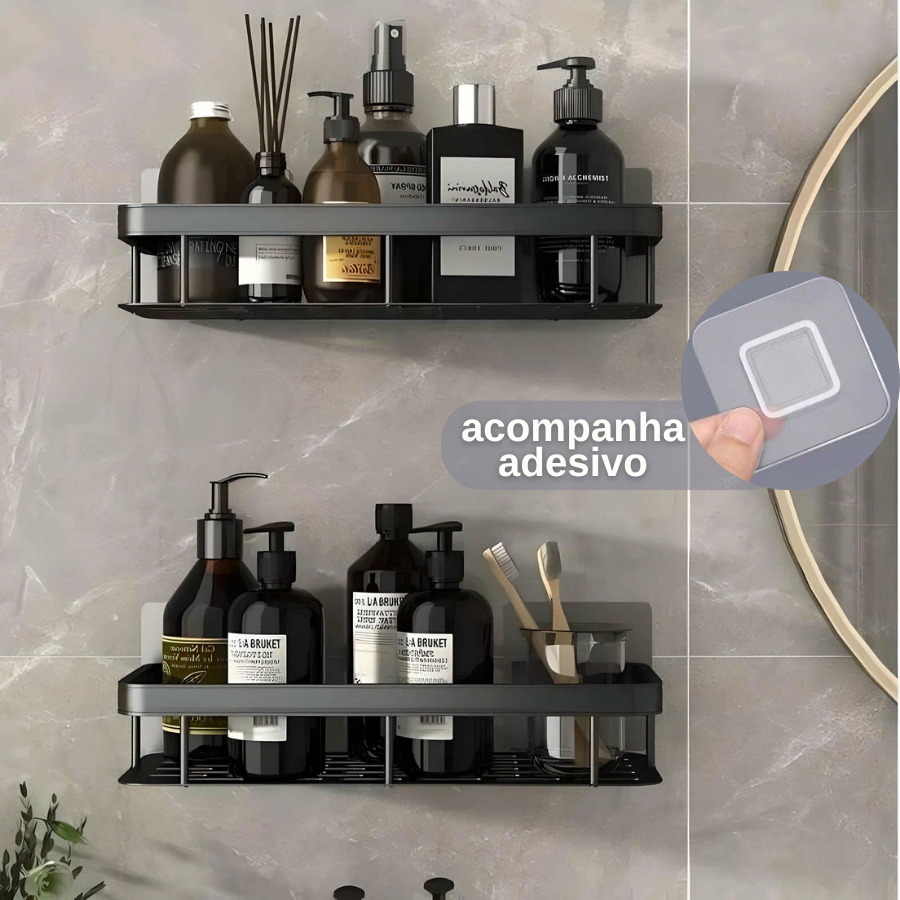 1/2 Peças Suporte De Banheiro De Shampoo Rack Organizador Alta Qualidade Prateleiras Sem Furo