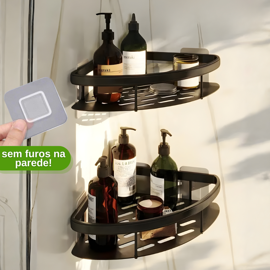 Suporte De Shampoo Organizador Alta Qualidade Prateleiras De Banheiro Sem Furo Premium 1 Ou 2 Pecas