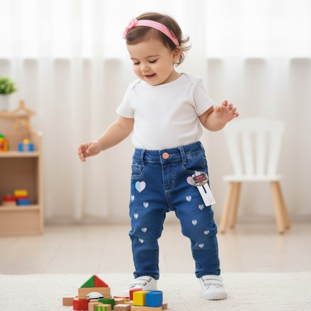 Calça Jeans Infantil Bebê - Jeans Premium Com Elastano e Cintura com Elástico