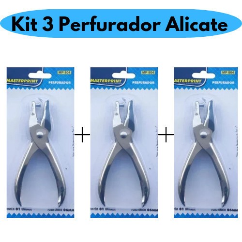 Perfurador Furador Papel Alicate em Metal 1 Furo Aço Resistente MasterPrint