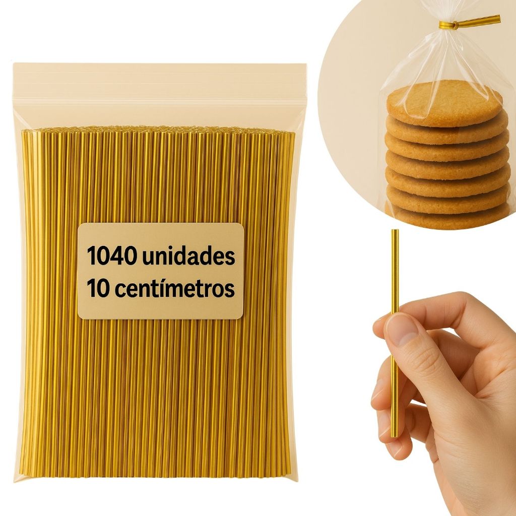 Kit 1040 Unidades Amarrilho 10 Cm Fecho Arame Lacre para Alimentos Saquinho de Festa