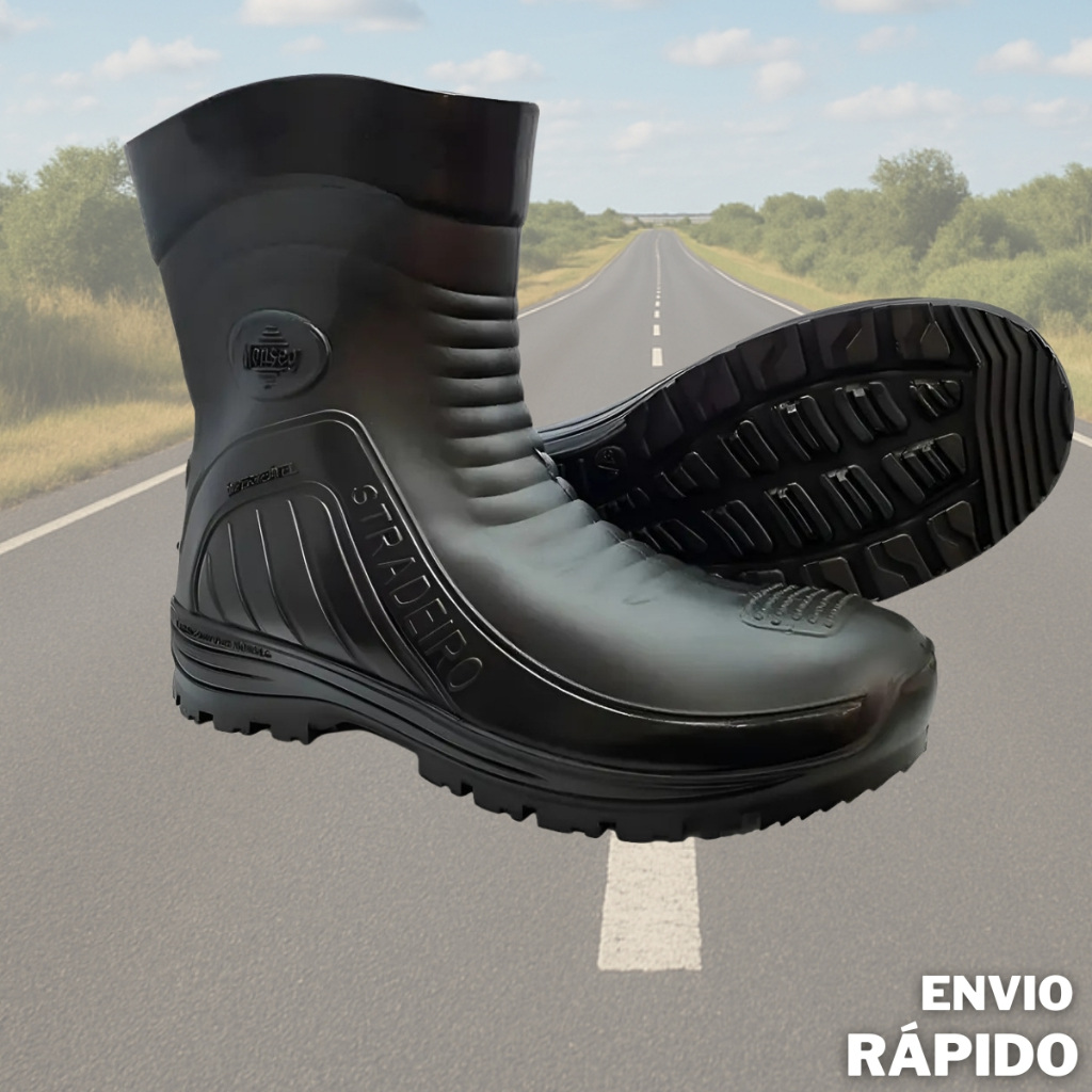 Bota Motoqueiro Motoboy Stradeiro Monseg Impermeável Pvc Cano Curto Refletiva Chuva