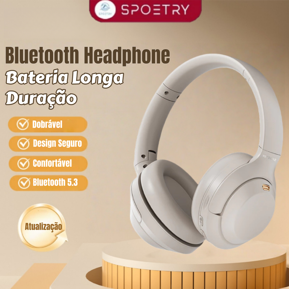 Fone de Ouvido Headband Sem Fio Bluetooth SPOETRY com Design À Prova de Suor para Corrida e Academia