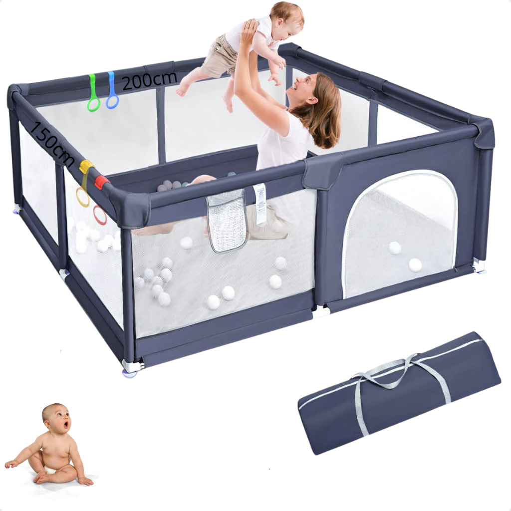 Cercadinho Grande 200cm x 150cm Infantil Para Bebê Neném Chiqueirinho Firme Seguro e Divertido