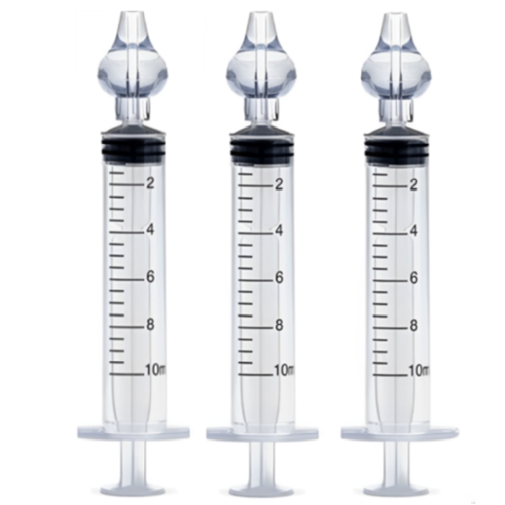 Kit de Seringas 10 ML para Lavagem  Limpeza Nasal Higienização Adulto e Infantil bico em silicone