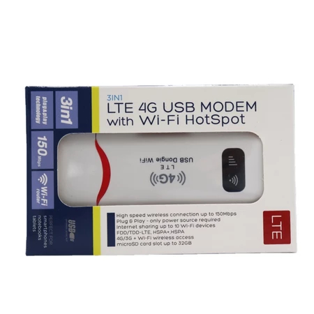 Modem 4g Lte Wi-fi Hotspot Roteador Dongle Usb 150 Mbps Cor Branco-v2