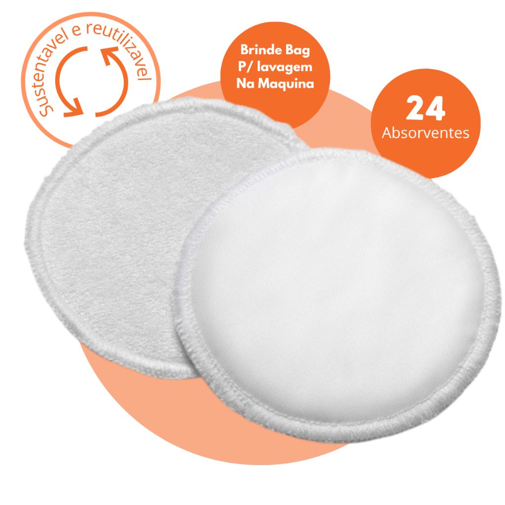 Absorvente Para Seios Pads Reutilizavel 6un com Bolsinha para lavagem