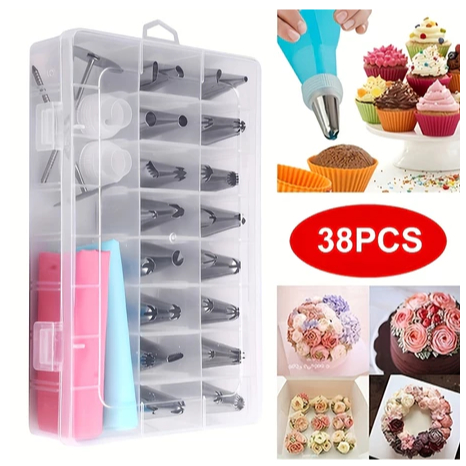 KIT com 38pcs de Bico De Aço Inoxidável para Confeitar  Bolo (TV-610)