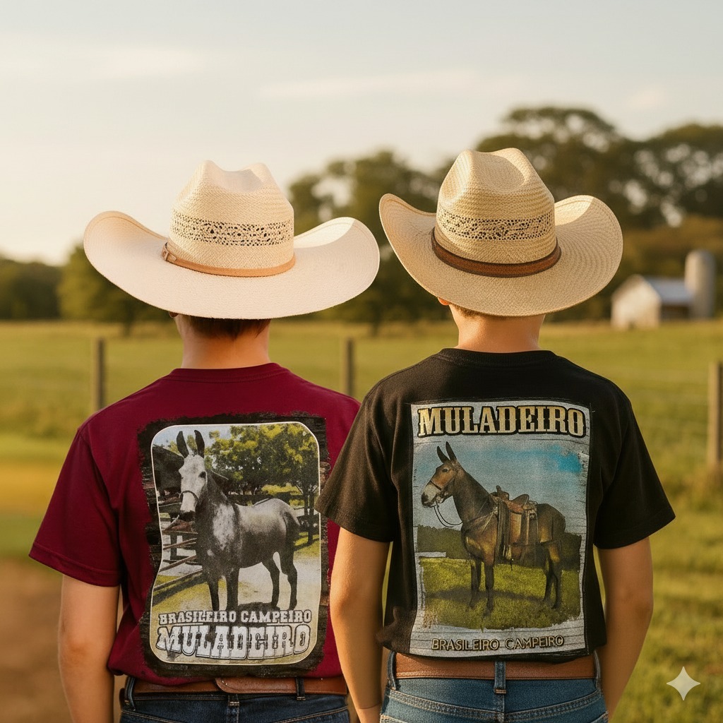 Kit 2 Camisa Country Infantil Muladeiro 100% Algodão Fio 30.1 Patenteado