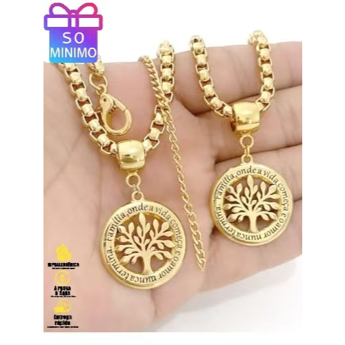 Conjunto Feminino Árvore da Vida | Colar + Pulseira Folheados a Ouro