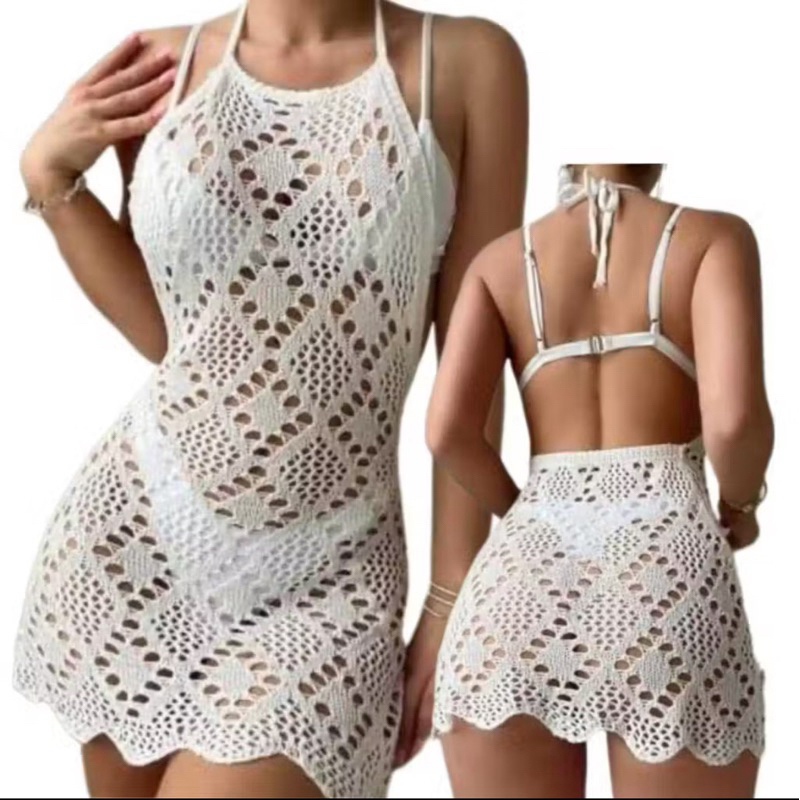 SAÍDA DE PRAIA  VERÃO  PISCINA CURTA TRICOT RENDADO LUXO❤️‍🩹