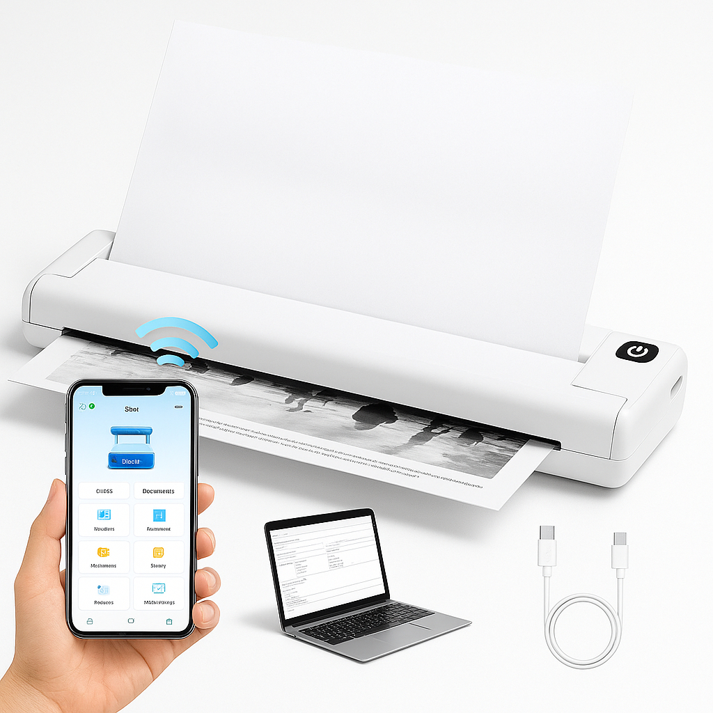 Impressora A4 Sem Tinta Portátil Para Uso Doméstico Pequena Escritorio impressora de Papel App Celular Recarregavel Usb