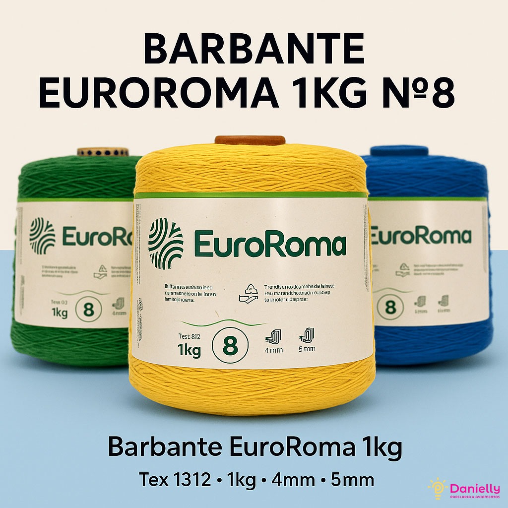 Barbante Euroroma 1Kg Fio Nº 8 Linha de Crochê