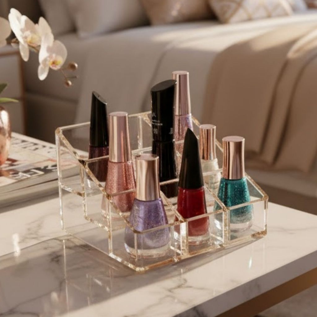 Organizador de Esmaltes em Acrílico – Suporte Multiuso para Cosméticos e Maquiagem