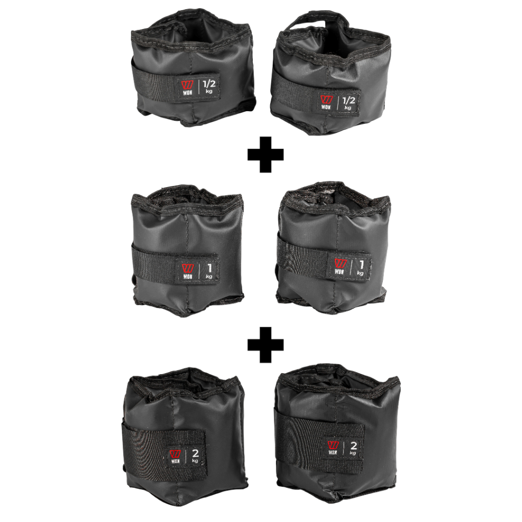 Kit Par Caneleiras Peso 0,5kg + 1kg + 2kg Tornozeleira de Peso Treino em Casa Funcional Academia