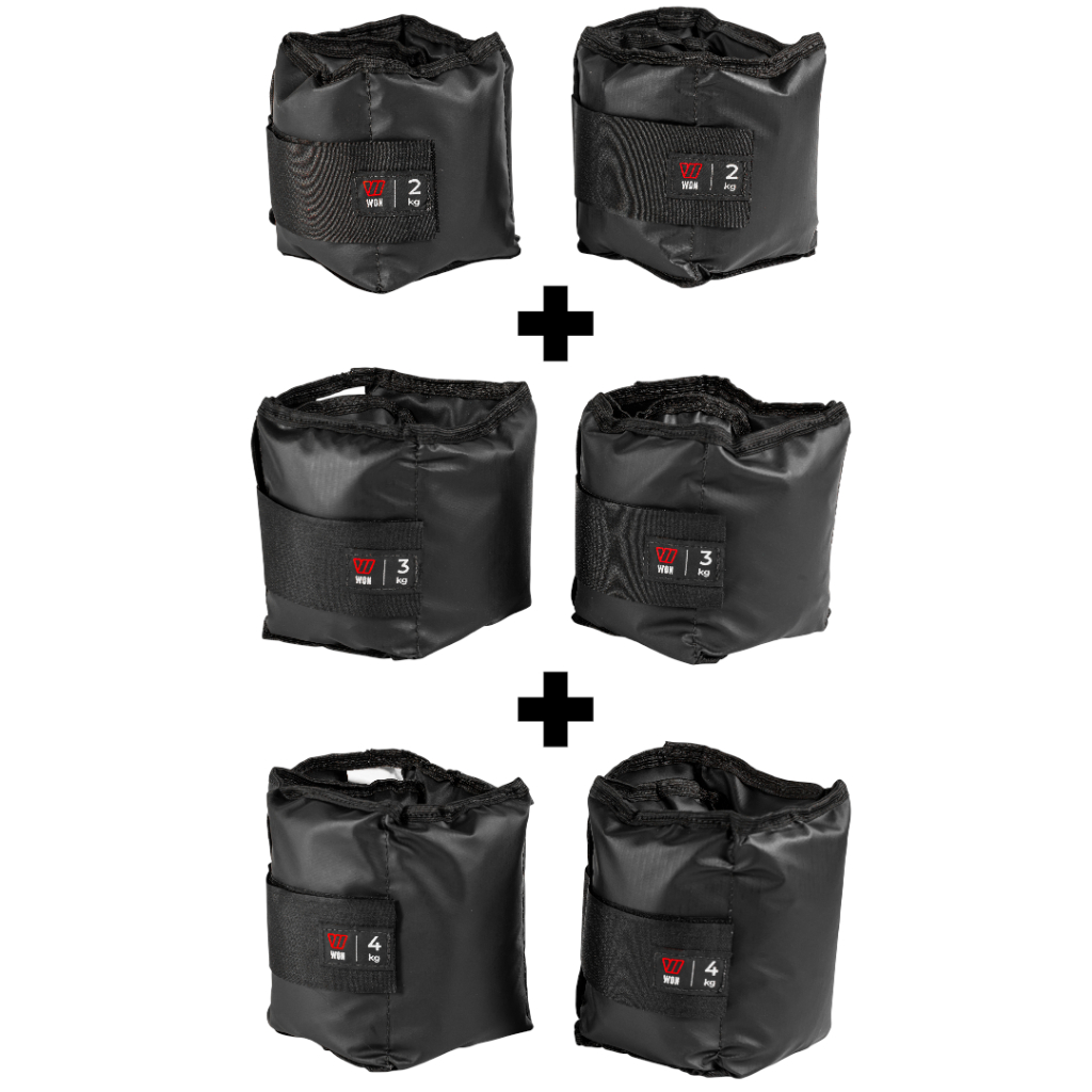Kit Par Caneleiras Peso 2kg + 3kg + 4kg Tornozeleira de Peso Treino em Casa Funcional Academia