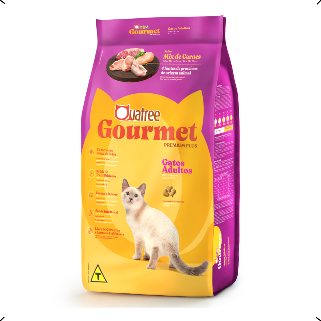 RAÇÃO QUATREE GOURMET GATO ADULTO MIX DE CARNE 10KG
