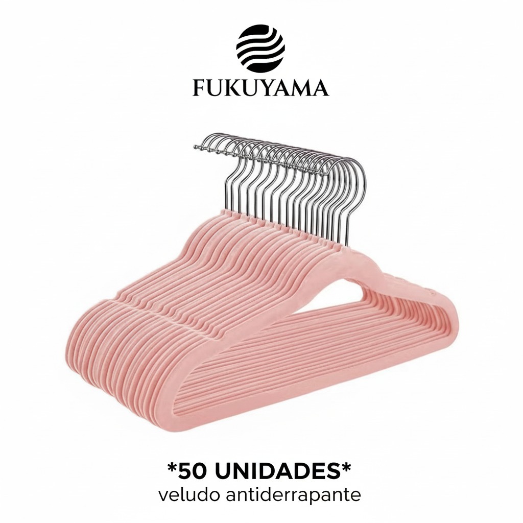KIT 50 Cabide Rosa De Veludo Infantil Antideslizante Slim Com Gancho Giratório 360