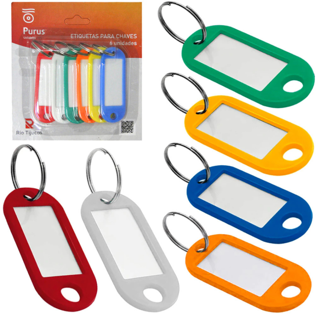 Kit 6 Chaveiros Organizador Identificador de Chaves Com Etiqueta