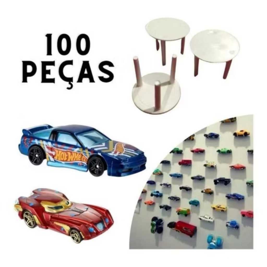 Suporte Parede Carrinho Hot Whells com fita dupla face mesinha pizza tripe