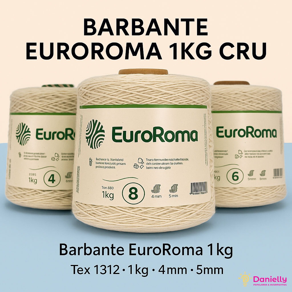 Barbante EuroRoma Cru 1kg – Para Crochê e Artesanato