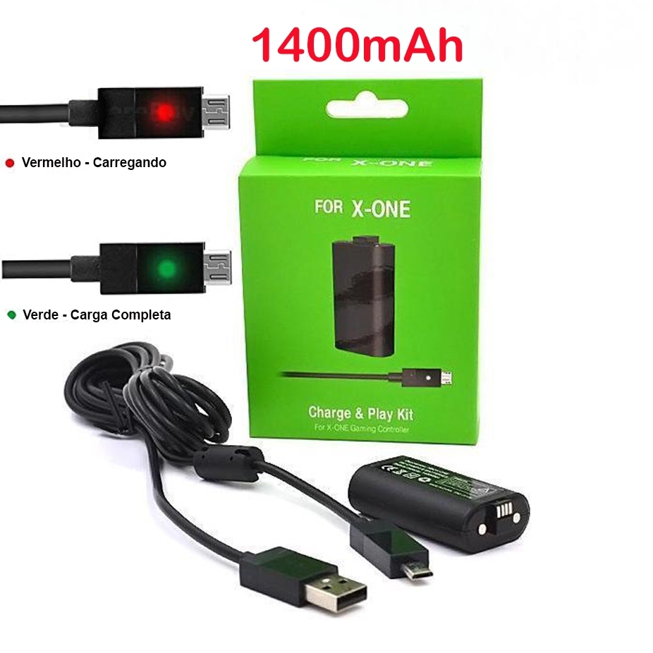 Carregue E Jogue Para Xbox One Bateria P/Controle + Cabo Usb