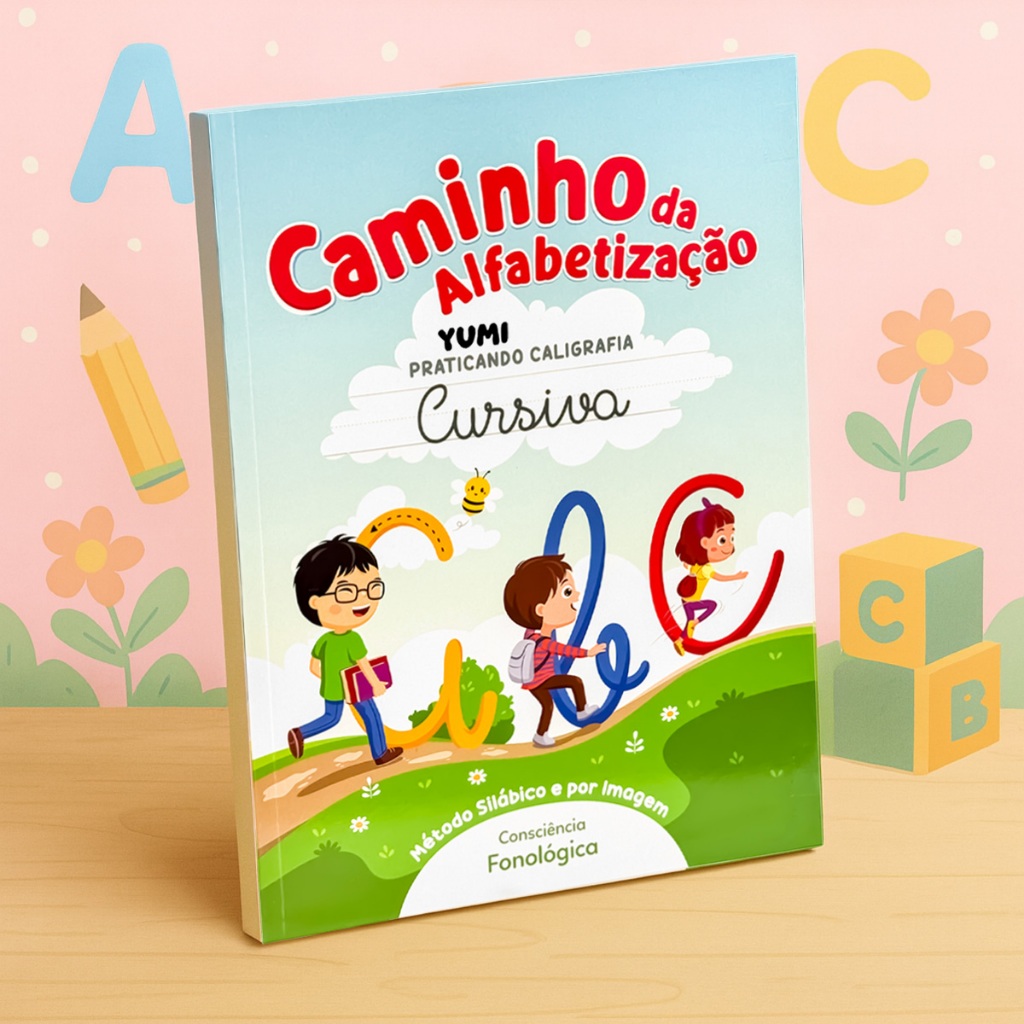 Livro Cartilha Caminhos Da Alfabetização Caligrafia Letra Cursiva Exercícios Atividades
