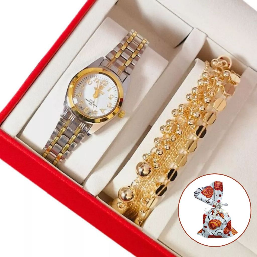 Relógio feminino Luxo de pulso Minimalista à prova d'água analógico Fino Slim + Pulseira  - Ideal para presente mulher