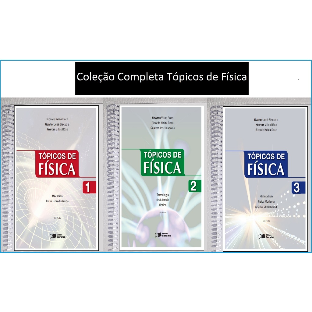 Coleção Completa Tópicos de Física - 3 Volumes Colorido, encadernado com espiral, tamanho A5 (14cm x 21 cm)