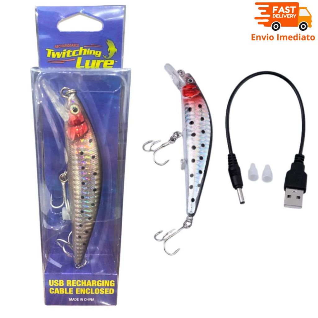Isca De Pesca Elétrica Recarregável Usb Twitching Lure Led