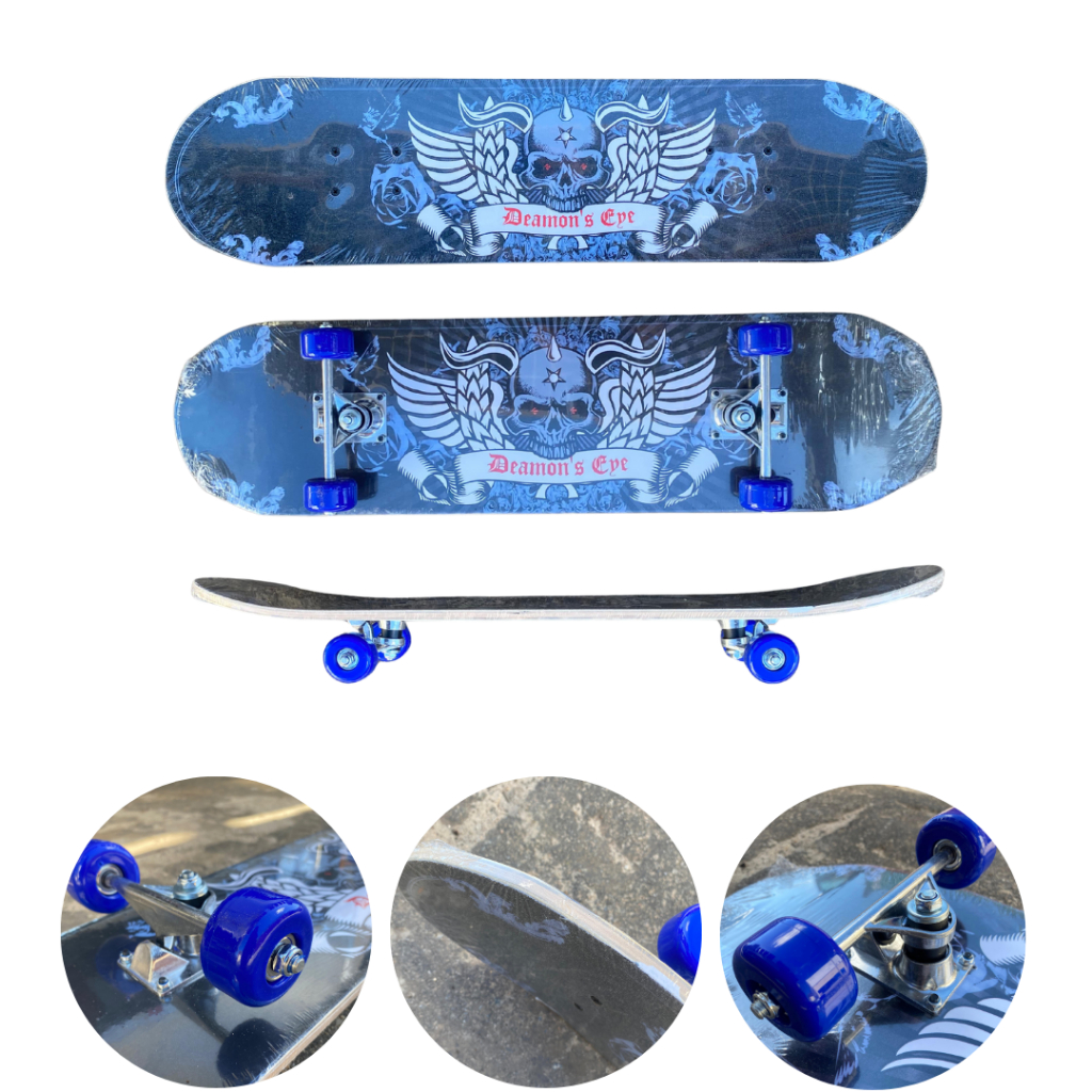 Skate Semi profissional Com Lixa Antiderrapante Completo pronto para andar todas as idades 77cm