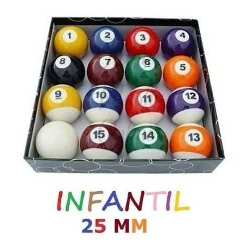Jogo De Bola De Sinuca Bilhar Infantil De 25mm Numeradas Completo