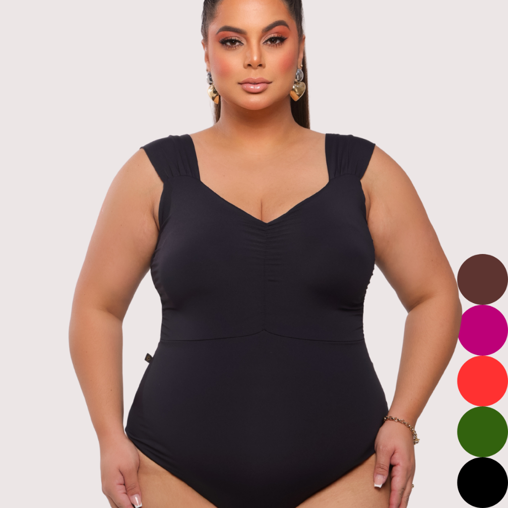 Maiô Feminino Praia Plus Size Body Moda Suplex poliamida Premium Bojo Disfarça Barriga