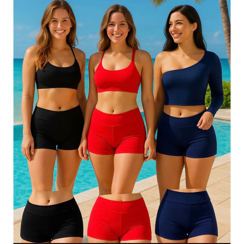 short moda praia piscina modinha verão segunda pele