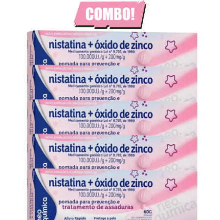Kit 5 Pomada para Assaduras Nistatina + Óxido de Zinco 60g Neo Quimica