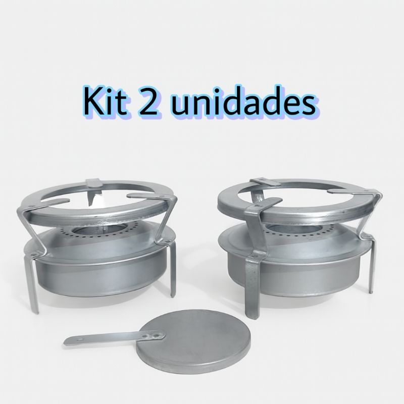 Kit 2 fogareiros espiriteira fogão portátil a álcool sem pintura