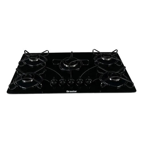 Cooktop Fogão Com Alimentação Gás - Braslar 5 Bocas Cor Preto - 5 Queimadores