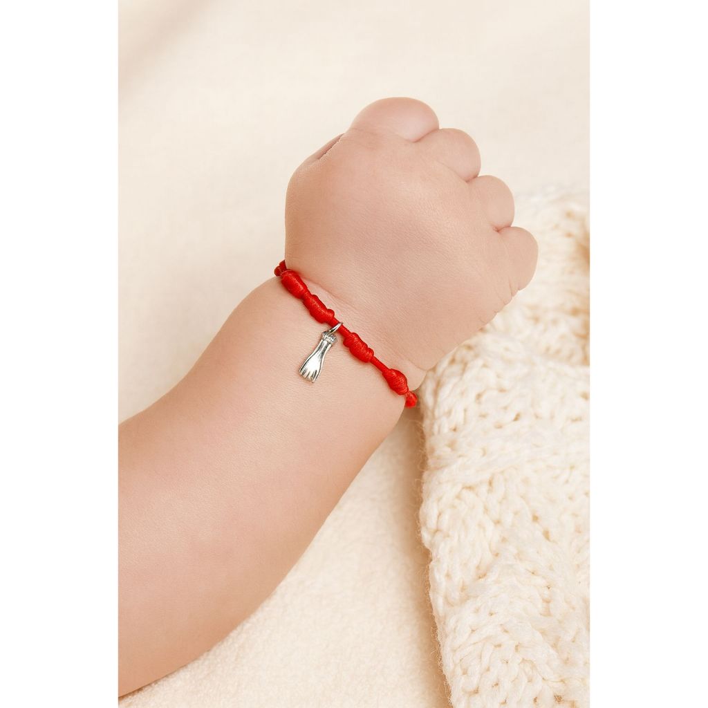 Pulseira Infantil 7 Nós com Figa – Proteção, Fé e Boas Energias para o seu Bebê!