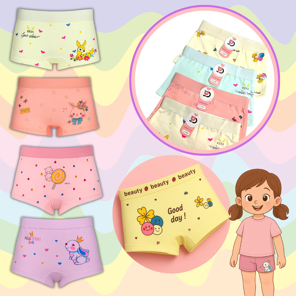 Calcinha Kit 10, 6 ou 4 unidades de Calcinha Box Shortinho Menina Infantil estampada