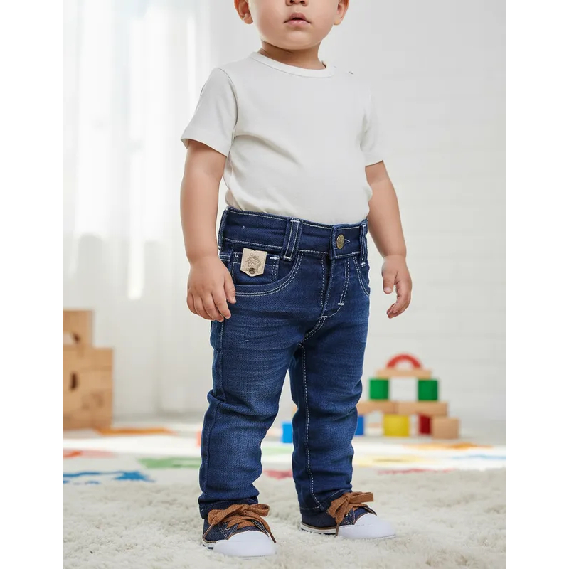Calça Jeans com Lycra Bebê Masculina P M G.